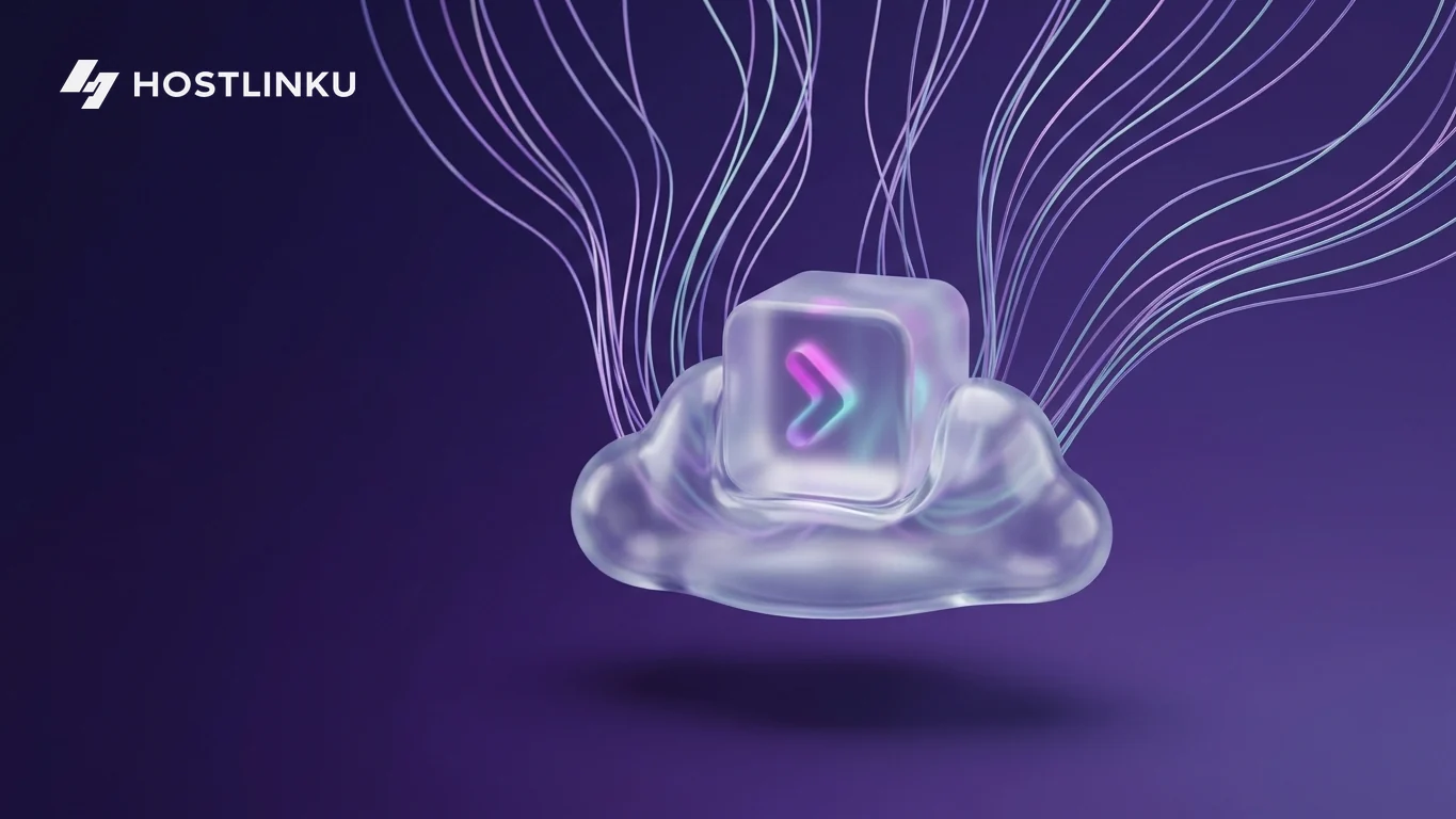 Ilustrasi 3D kubus terminal kaca di atas awan kaca dengan garis cahaya